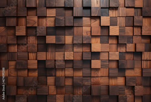 Dark tiled wood wall background, squared shape