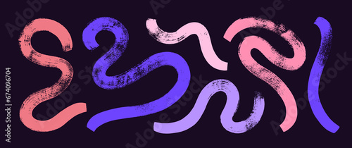 Colored bold curved lines and squiggles vector collection.