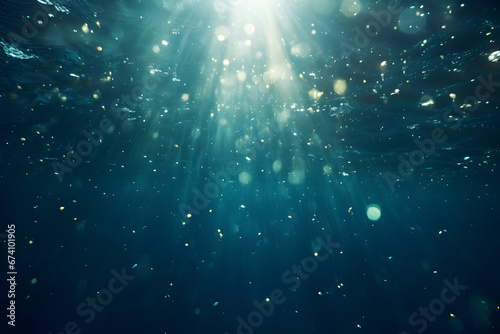 under water, Deep Water, Blue Sun light, wave underwater, Abstract Fractal waves, deep ocean wide nature background