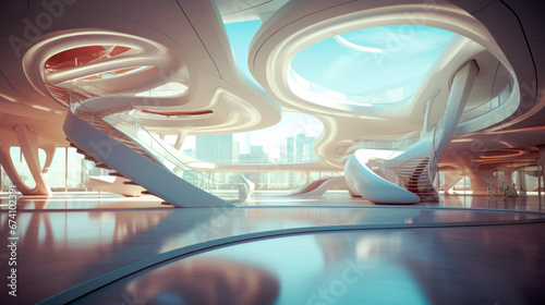 modern futuristic building interior architecture