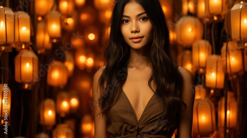 Portrait Asian Thai Woman Loy Krathong , Bright Background, Background Hd