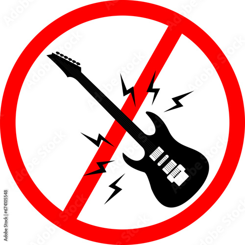 vector illustration of ban guitar on transparent background	