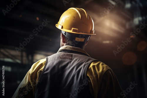 back view of construction worker with helmet © Agnieszka