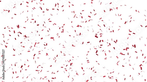 x5 red confetti rain launched from a cannon slowly falling - separated alpha channel - 4k 60fps