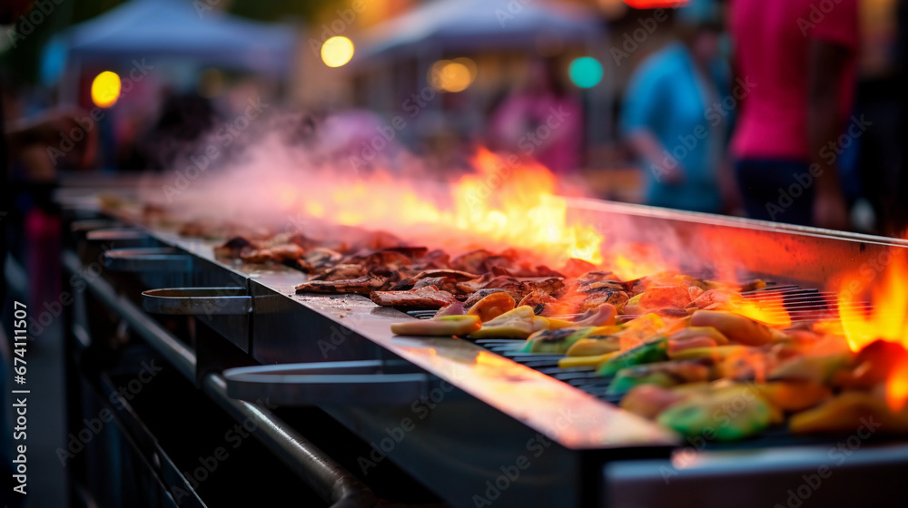 array of street tacos on a grill, emanating smoke and sizzle