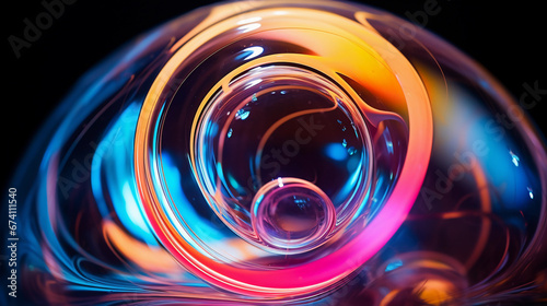 Abstract macro of swirling soap bubble surface, iridescent colors, otherworldly, dream-like