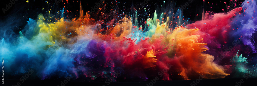 powder particles from Vital Proteins supplements, suspended in air, lit by multi-colored LED lights, creating a cosmic-like cloud