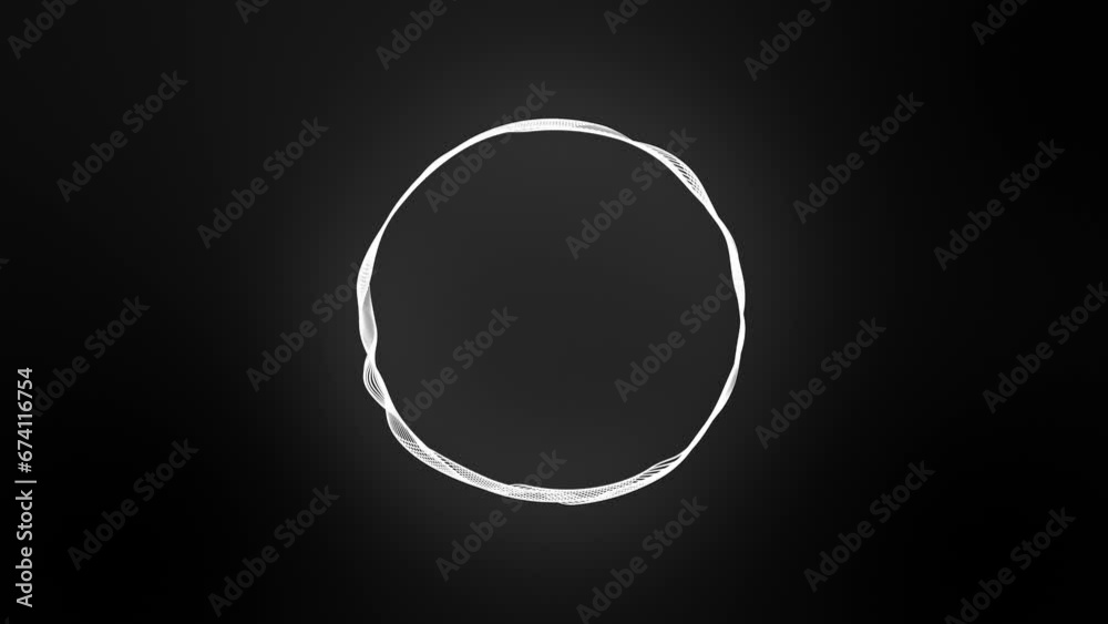 Abstract glowing white rings background. Fluorescent wavy round lines. Illuminate the light neon lines.