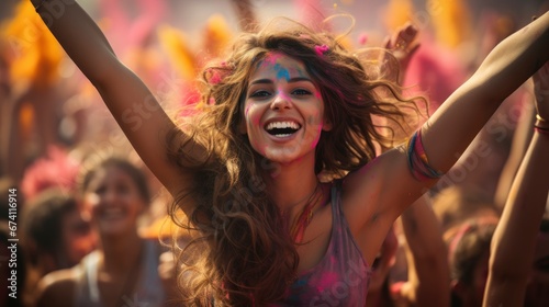 People Celebrating Holi Festivalnandgaonuttar, Bright Background, Background Hd