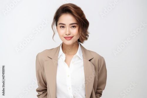 Young attractive woman dressed in business style. Successful business woman, employee, manager.