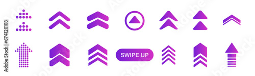 Swipe up button set for social media. Scroll up arrows.  Buttons and web icons for social media application. Vector illustration