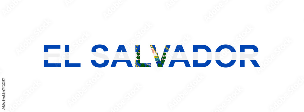 Letters El Salvador in the style of the country flag. El Salvador word in national flag style.