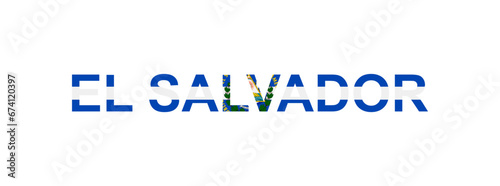 Letters El Salvador in the style of the country flag. El Salvador word in national flag style.