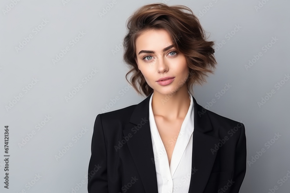 Young attractive woman dressed in business style. Successful business woman, employee, manager. Young attractive woman dressed in business style. Successful business woman, employee, manager.