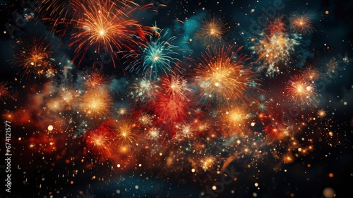 Happy Holiday Fireworks Night Sky Your , Bright Background, Background Hd