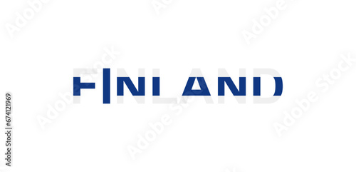 Letters Finland in the style of the country flag. Finland word in national flag style.