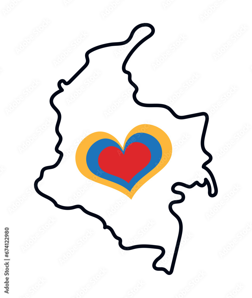 colombian map with heart colombian map with heart