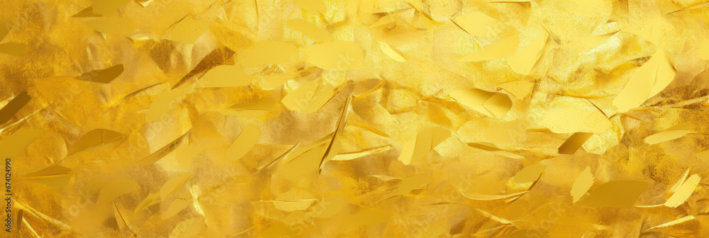 Gold foil texture background, panoramic shiny yellow metal sheet. Abstract golden plate, surface or paint with pattern effect. Concept of luxury material, vintage rich design, banner Gold foil texture background, panoramic shiny yellow metal sheet. Abstract golden plate, surface or paint with pattern effect. Concept of luxury material, vintage rich design, banner