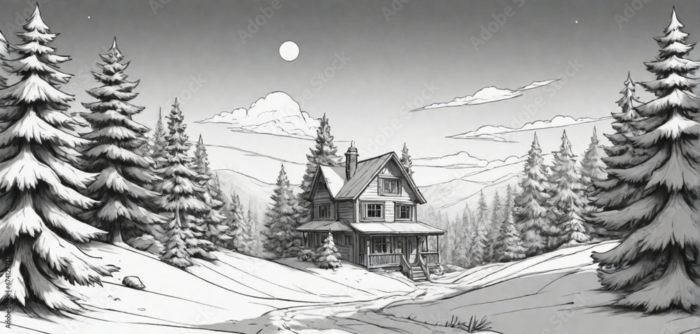 landscape with fir trees landscape with fir trees