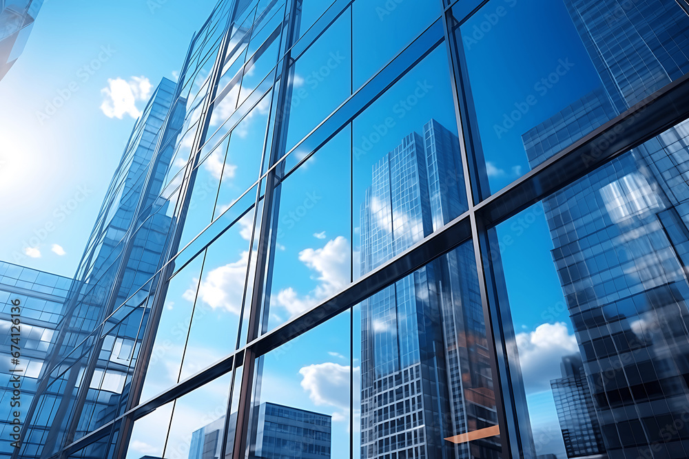 Edificio de oficinas con fachadas de cristal Edificio de oficinas con fachadas de cristal