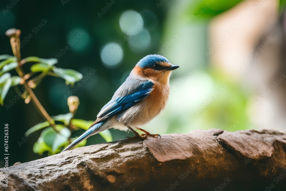 Small Blue and Brown Bird. generative AI Small Blue and Brown Bird. generative AI