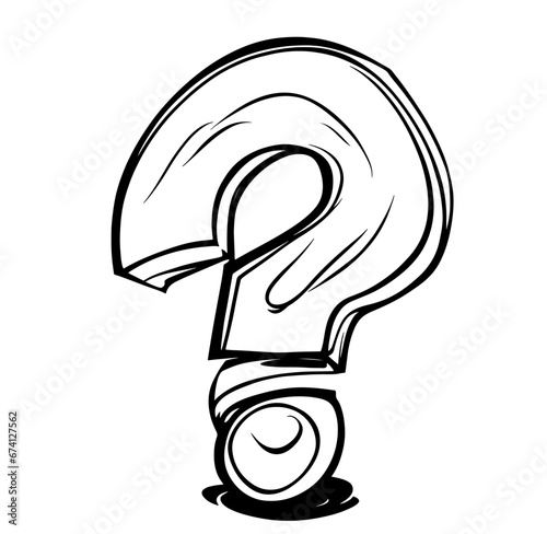 the Big Question. query mark sign, black white sketch