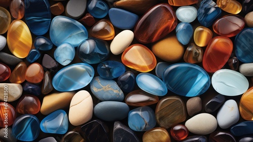 Blue and colorful stone background resembling glistening crystals in shades