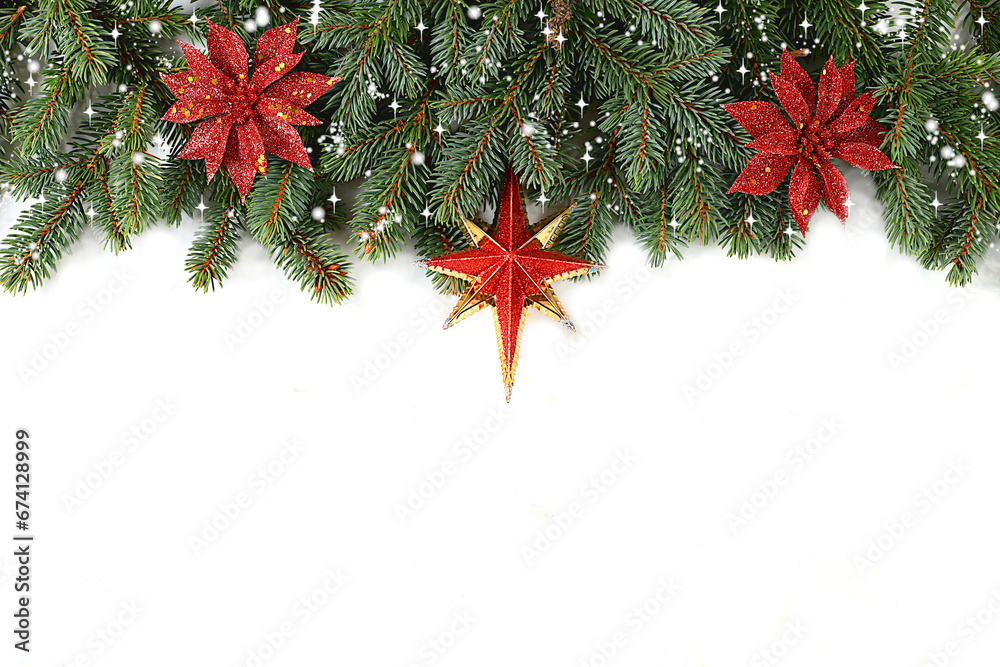 Christmas and New Year 2024 composition, background with blue fir