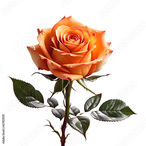Beautiful Orange Rose Flower Isolated on Transparent Background