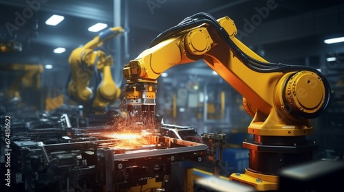 robot welder at work in factory