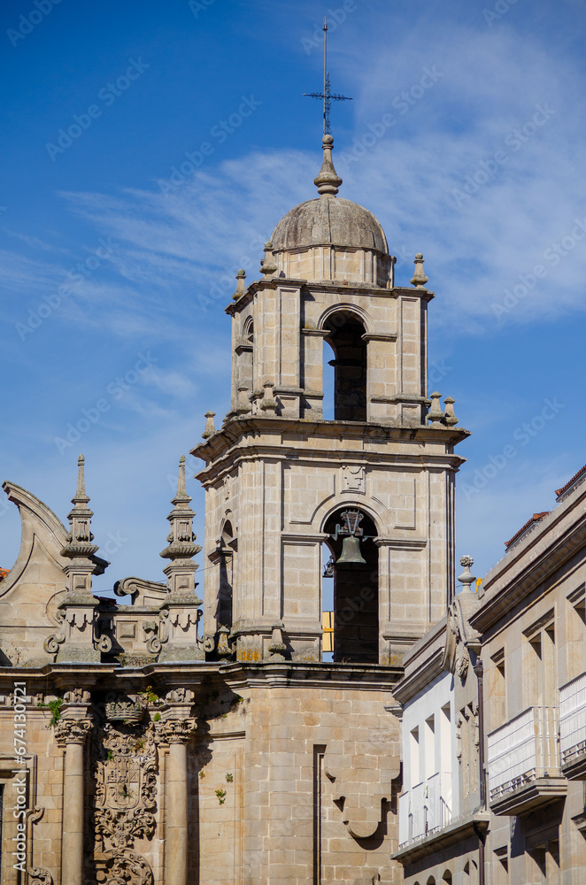 detail of the facade of the church of Santa Eufemia, Ourense. Galicia, Spain.