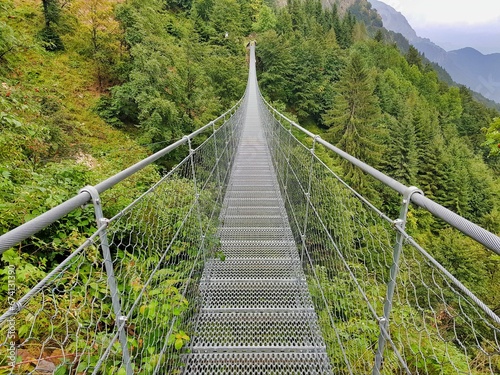 bridge in the forest, photo as a background , in pasubio mountains, dolomiti, alps, thiene schio vicenza, north italy photo