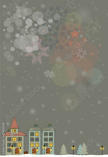 Vektor Weihnachten mit Hintergrund und alten Häusern und Laternen