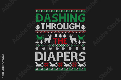 Dashing through the diapers Ugly Christmas Sweater Sublimation Pattern