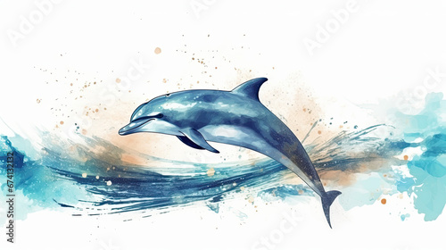 dolphin jumping out of water spirit animal shamanism - by generative ai