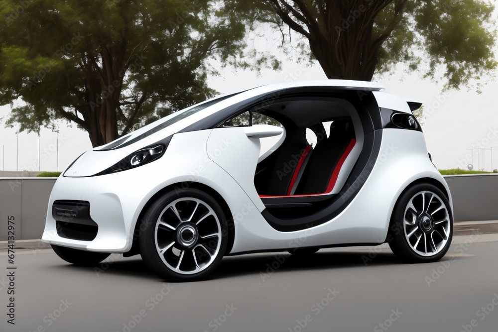 a brand-less generic concept car on the road in the city. a brand-less generic concept car on the road in the city.