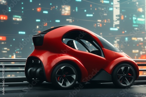 a brand-less generic concept car in the city at night