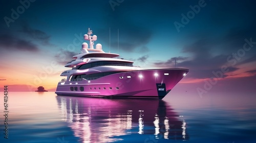 A luxurious fictional yacht in a picturesque marina  isolated yacht 