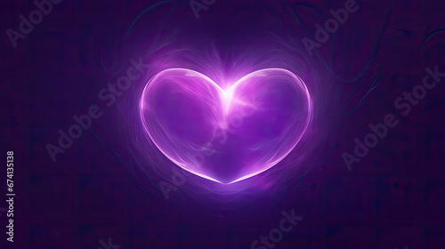 glowing heart on black background valentine romance - by generative ai
