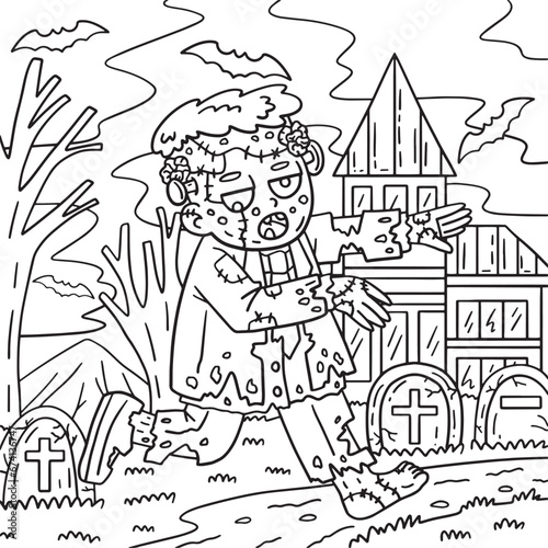 Zombie Frankenstein Coloring Pages for Kids