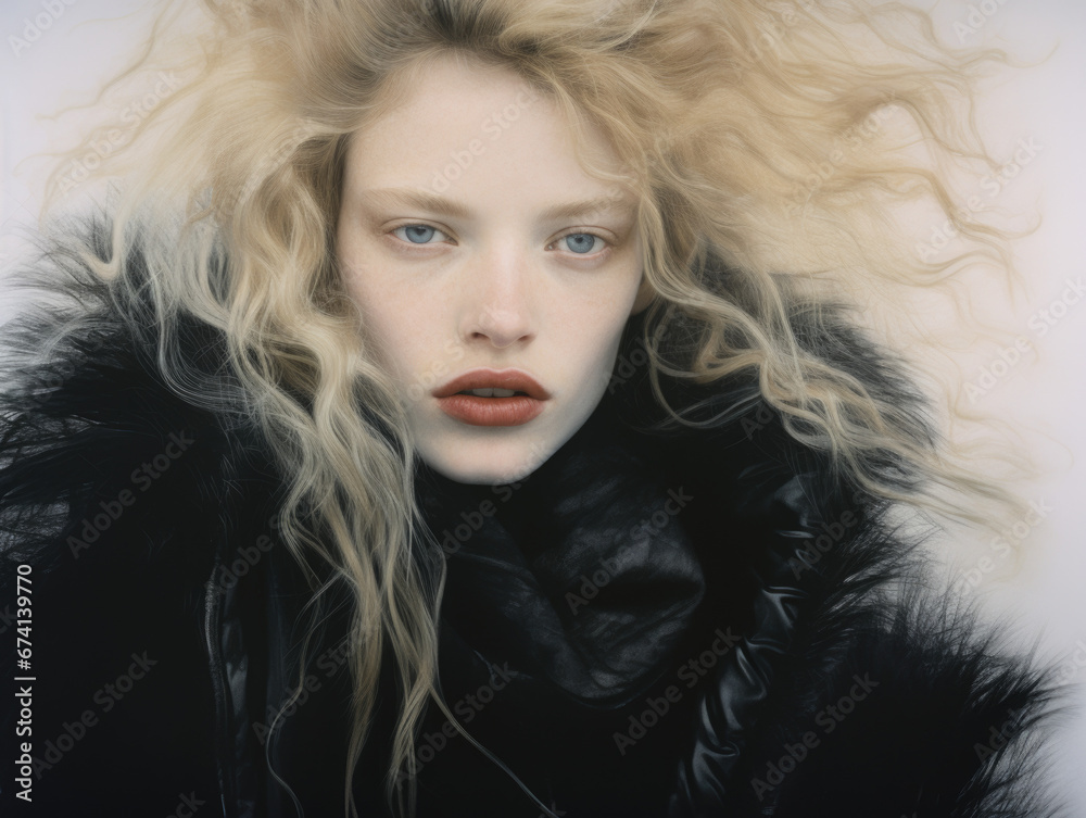 Portrait of a beautiful woman in an old-fashioned style. Women's fashion and beauty.