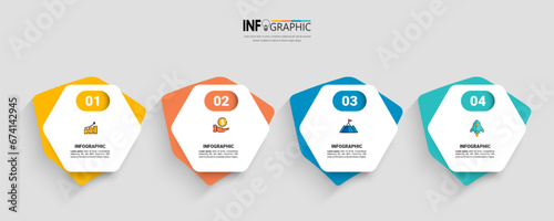 Infographics design template, business concept with 4 steps or options, can be used for workflow layout, diagram, annual report, web design.Creative banner, label vector.	
