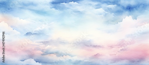 Background of clouds and sky painted with watercolors