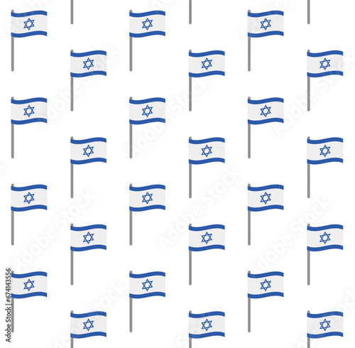 Vector seamless pattern of flat Israel flag isolated on white background