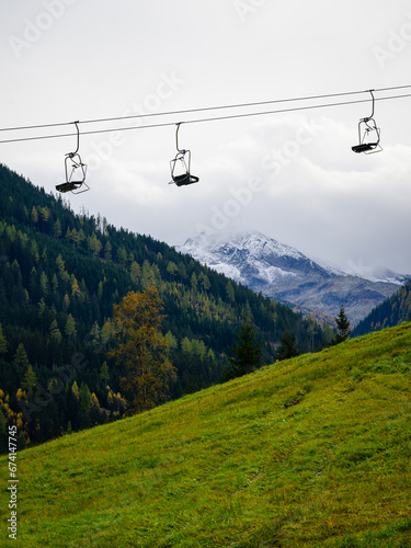 chair lift in the mountains in autumn  © Per