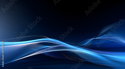 Dynamic abstract background with light streaks conveying speed and motion in cool blue tones. photo