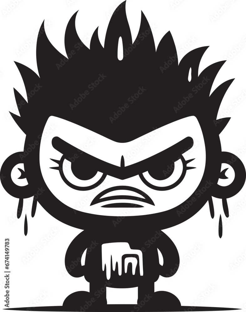 Intense Aerosol Fury Black Mascot Icon Rebel with a Can Angry Spray Paint Design