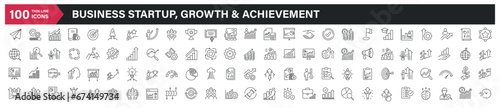 Business startup, growth and achievement line icons. Editable stroke. For website marketing design, logo, app, template, ui, etc. Vector illustration.