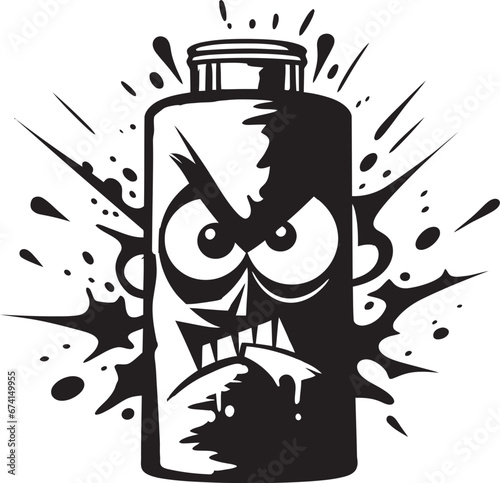 Black Emblem of Agitation Vector Mascot Angry Spray Paint Icon Graffiti Elegance