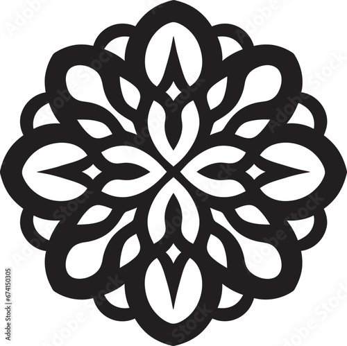 Arabesque Charm Black Floral Logo Icon Arabic Treasures Floral Tiles in Black Vector